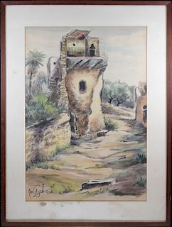 1962 Signed Watercolor of a Pathway