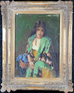 Signed, Impressionist Portrait of a Young Girl