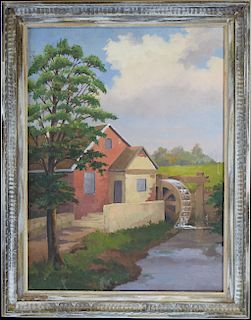 Signed, American School Painting of a Farmhouse