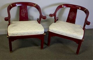 Pair of Asian Modern Midcentury Arm Chairs.