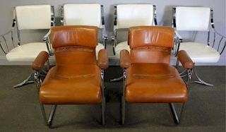 6 Midcentury Chairs Including Pair Mariani Leather
