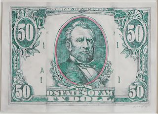 ROBERT DOWD, Folded Fifty Dollar Bill, 1968