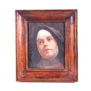 Retrato de monja benedictina. Siglo XIX. Óleo sobre tela. Fechado 1881. Enmarcado.