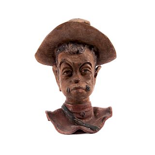 Busto de Cantinflas. México, siglo XX. Elaborado en terracota policromada.