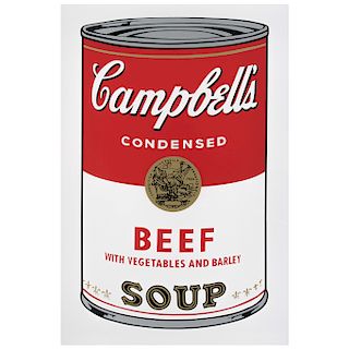 Andy Warhol. Campbell's beef with vegetables and barley soup. Serigrafía. Con sello en la partes posterior "Fill in your own signature"