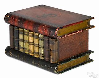 New England carved box in the form of stacked books, 19th c.