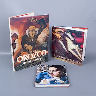 Lote de 3 libros. Consta de José Clemente Orozco, Tamara de Lempika y Los Murales de Siqueiros. Encuadernación en pasta dura.