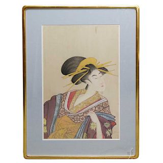 Silk Painting of Geisha