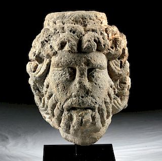 Roman Basalt Head of a Man - Serapis