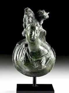 Fine Roman Leaded Bronze Bust Attachment of a Maenad