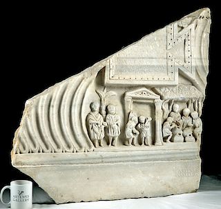 Roman Marble Sarcophagus Relief Dedicated to Daughter