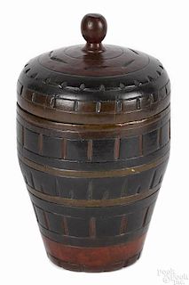 Pennsylvania turned and painted poplar lidded tobacco jar, mid 19th c.