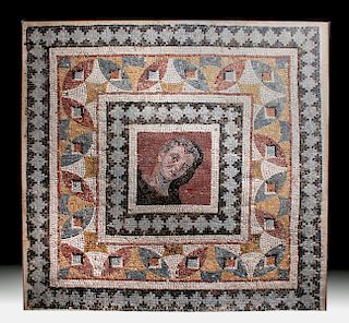 Roman Mosaic - Male Portrait w/ Geometric Border