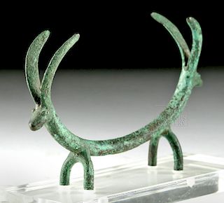 Superb Bactrian Bronze Double Ibex Figure