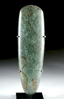 Tall Olmec Jadeite Celt w/ Blue Green Color