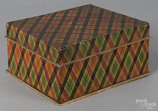 Painted tartan dresser box, 19th c., retaining its original polychrome surface