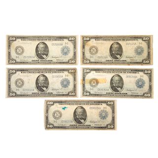 5-1914 $50 Fed Reserve Notes Fr.1032 Blue Seals