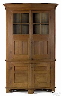 Maryland walnut one-piece turkey breast corner cupboard, ca. 1800