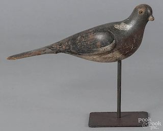 Midwest carved and painted passenger pigeon figure, ca. 1900, retaining its original surface