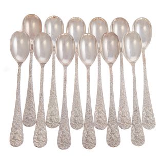 12 Stieff "Rose" Sterling Parfait/Sherbet Spoons