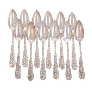 12 Stieff "Rose" Sterling Fruit Spoons