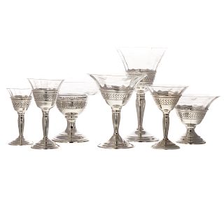 Collection of Crystal Stemware with Sterling Bases