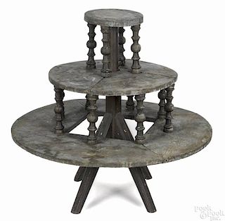 Painted pine revolving plant stand, late 19th c., probably Pennsylvania, 36'' h., 37'' w.