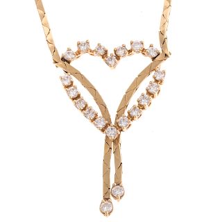 A Ladies Diamond Open Heart Necklace in 14K