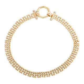 A Lady's Triple Row Link Necklace in 14K