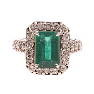 A Ladies Impressive Emerald & Diamond Ring in 14K