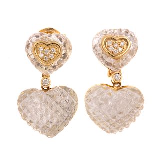 A Pair of Crystal & Diamond Earrings by Sabbadini
