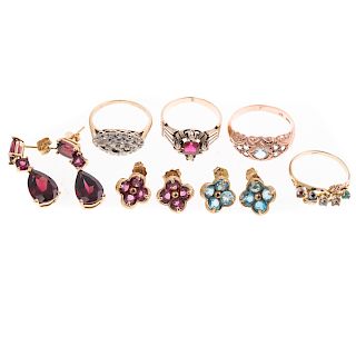 A Collection of Gemstone Rings & Earrings in Gold