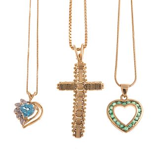 A Trio Of Ladies Necklaces with Gemstones in Gold