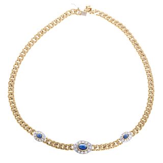 A Ladies Sapphire and Diamond Necklace in 18K