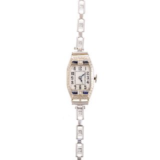 A Ladies Vintage Watch with Diamonds in White Gold