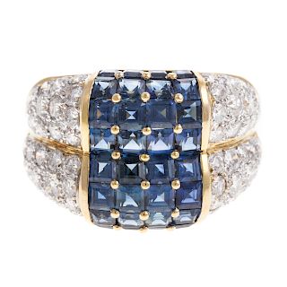 A Ladies Sapphire & Diamond Ring in 18K Gold