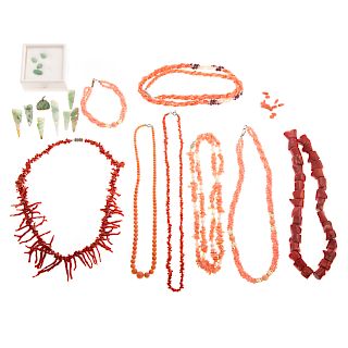 A Ladies Collection of Vintage Coral and Jade