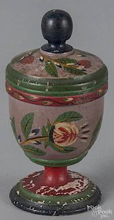 Joseph Lehn (Lancaster, Pennsylvania 1798-1892), turned and painted lidded saffron cup