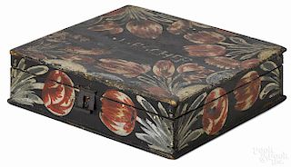 Berks County, Pennsylvania painted pine Bucher box, 19th c., the lid inscribed U. Fiescher