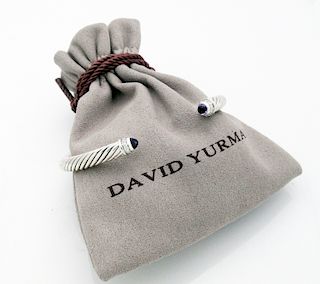 David Yurman 5mm. Classic Cable Diamond Bracelet with Amethyst