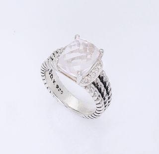David Yurman Wheaton Petite Morganite 0.08tcw Diamond Ring Size 6