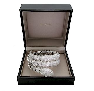 Bulgari Bvlgari 18k White Gold Serpenti Diamond Bracelet 
