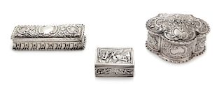 * Three Silver Tobacco Boxes, Various Makers, 19th Century, comprising one British example, one Dutch example and one German exa