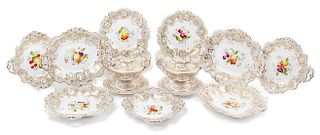 An English Porcelain Dessert Service Width of widest 11 1/2 inches.