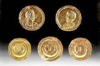 Lot of 5 Gallo-Roman Gold Repousse Phalerae - 29.2 g