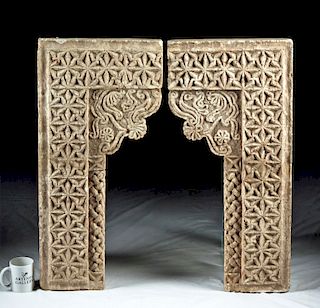 Medieval Islamic Carved Stucco / Brick Window Lintels