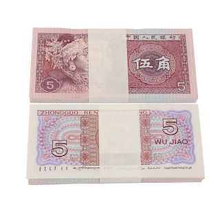 1980 Chinese Banknotes Currency 5 JIAO 100 pcs