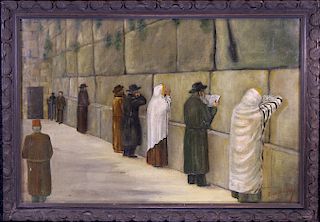 Signed, 1934 Painting of "Wailing Wall"