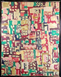20th C. Abstract Oil on Canvas Painting, Signed