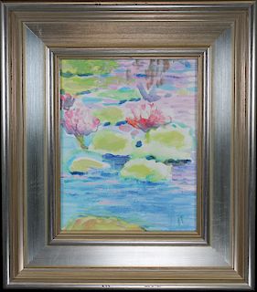Gabby Potter, "Water Lillies" 20th C. Painting